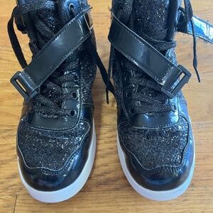 Black glitter high top shoes